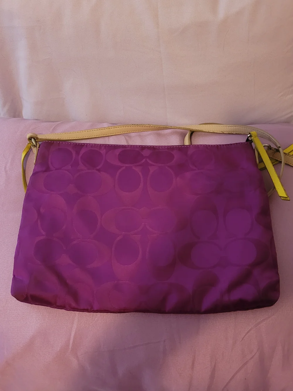 Coach Legacy Weekend Hippie 24864 Purple Signature Nylon Crossbody With Wristlet
